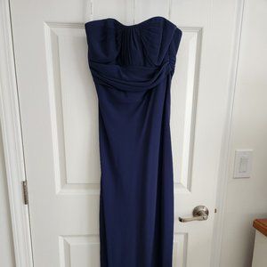 David's Bridal Navy Strapless Bridesmaid dress